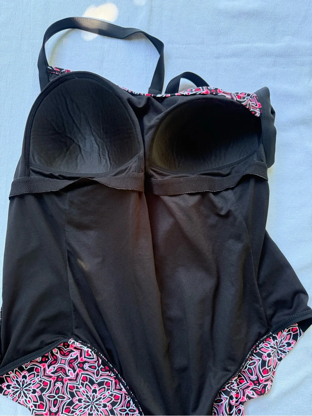 Plus Size 3X Catalina Hot Pink and Black Patterned One-Piece Supportive Swimsuit